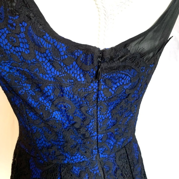 Moulinette Soeurs Black Lace Blue Dress Prom Wedding Guest Whimsigoth Size 0 - Picture 3 of 13